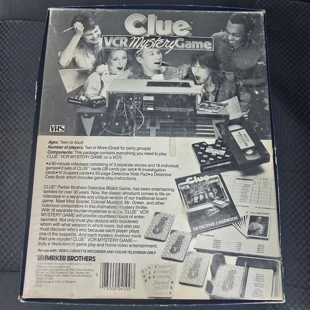 Vintage Clue VCR Mystery Game Parker Brothers 1985 - VHS Board Game